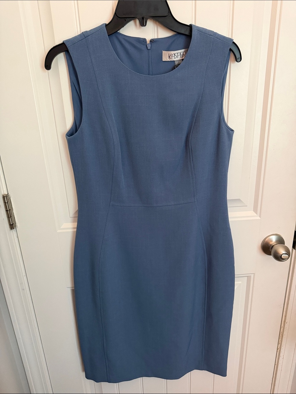 Kasper Sleeveless Sheath Dress in Dusty Blue